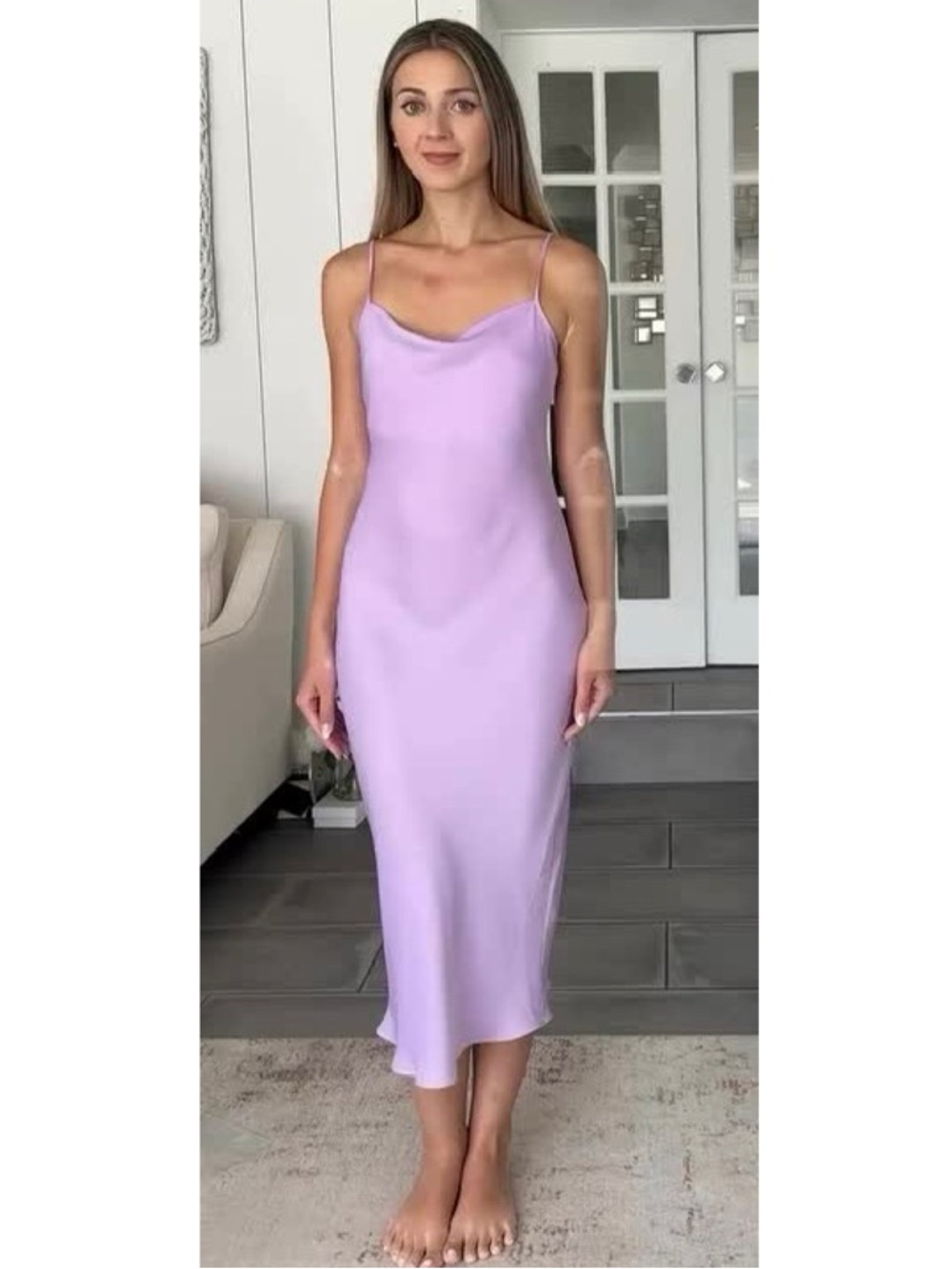 Banana Republic Lilac Slip Midi Dress with Cowl Neck
